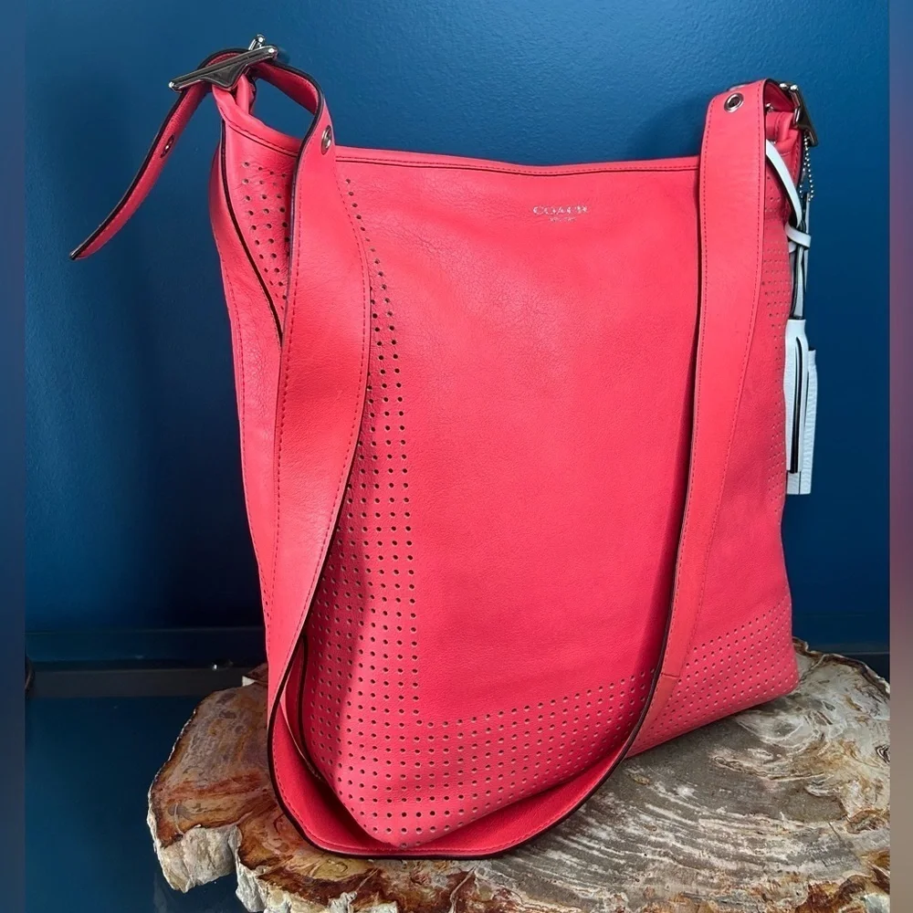 Coach Legacy Perforated Watermelon Pink Leather Duffel 22762